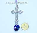 m/w Big Silver RHINESTONE CROSS m/w Rare Purple Vi