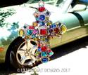 HUGE COLORFUL Stained Glass Gem Vintage Look m/w S