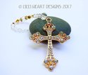 Big Gold RHINESTONE STUDDED CROSS m/w Swarovski Cr