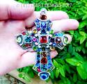 HUGE COLORFUL Stained Glass Gem Vintage Look m/w S