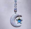 Luxurious Big Rhinestone Silver Plated Crescent Mo