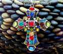 HUGE COLORFUL Stained Glass Gem Vintage Look m/w S