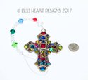 HUGE COLORFUL Stained Glass Gem Vintage Look m/w S