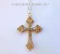 Big Gold RHINESTONE STUDDED CROSS m/w Swarovski Cr