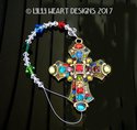 HUGE COLORFUL Stained Glass Gem Vintage Look m/w S