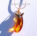 Honey Drop and Bee Necklace m/w Swarovski Crystal 