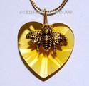 I LOVE Honey Bee's Heart Necklace m/w Swarovski Cr