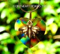 I LOVE Honey Bee's Heart Necklace m/w Swarovski Cr