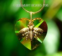 I LOVE Honey Bee's Heart Necklace m/w Swarovski Cr