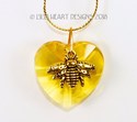 I LOVE Honey Bee's Heart Necklace m/w Swarovski Cr