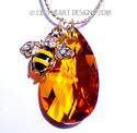 Swarovski Crystal Bee and Honey Drop Necklace Topa