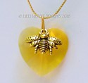 I LOVE Honey Bee's Heart Necklace m/w Swarovski Cr