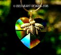 I LOVE Honey Bee's Heart Necklace m/w Swarovski Cr