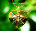 I LOVE Honey Bee's Heart Necklace m/w Swarovski Cr