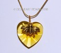 I LOVE Honey Bee's Heart Necklace m/w Swarovski Cr