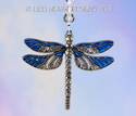 Blue Dragonfly with Swarovski Beaded Strand Silver