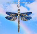 Blue Dragonfly with Swarovski Beaded Strand Silver