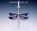 BIG PURPLE Dragonfly with Swarovski Beaded Strand 