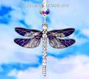 BIG PURPLE Dragonfly with Swarovski Beaded Strand 