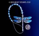 Blue Dragonfly with Swarovski Beaded Strand Silver