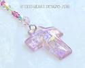 Big Pink and Aurora Crystal Cross m/w Swarovski Cr