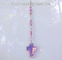 Big Pink and Aurora Crystal Cross m/w Swarovski Cr