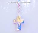 Big Pink and Aurora Crystal Cross m/w Swarovski Cr