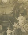 RPPc Railroad Train Steam Engine 431 Men Women Chi