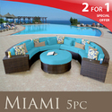   NEW MIAMI OUTDOOR WICKER PATIO 5 PC SET SAND -  