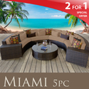   NEW MIAMI OUTDOOR WICKER PATIO 5 PC SET SAND -  