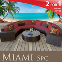   NEW MIAMI OUTDOOR WICKER PATIO 5 PC SET SAND -  