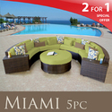   NEW MIAMI OUTDOOR WICKER PATIO 5 PC SET SAND -  