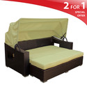 MAUI OUTDOOR WICKER PATIO SUN BED WITH CANOPY TANG