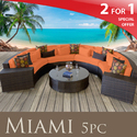   NEW MIAMI OUTDOOR WICKER PATIO 5 PC SET SAND -  