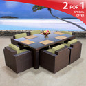 MARS 7 PC FURNITURE WICKER DINING PATIO SET IVORY 