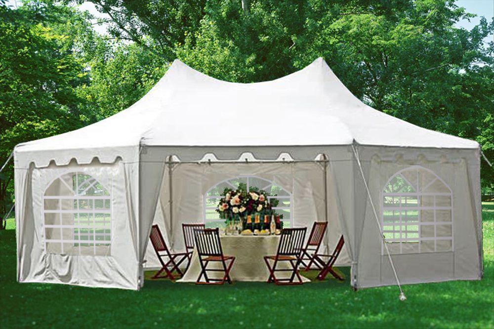 29 X21 Decagonal Wedding Party Gazebo Tent Canopy White 29 X 21 Polyester Decagonal Party Tent