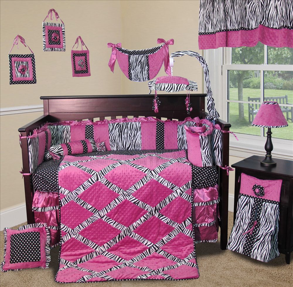 Baby Boutique Zebra Princess 15 Pcs Nursery Crib Bedding Set