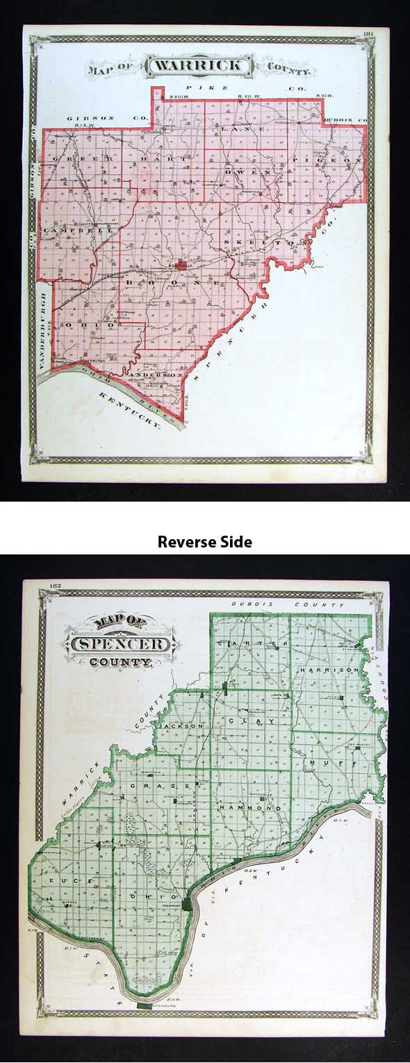 1876 Indiana County Township Map Warrick Spencer Rockport Boonville Newburgh Ebay 6379