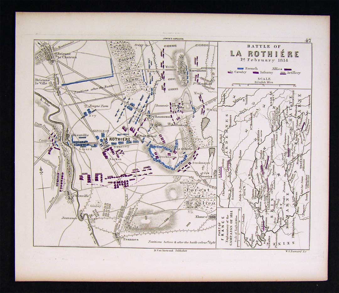 Jomini Napoleon Military Map La Rothiere Battle Field France Napoleonic ...