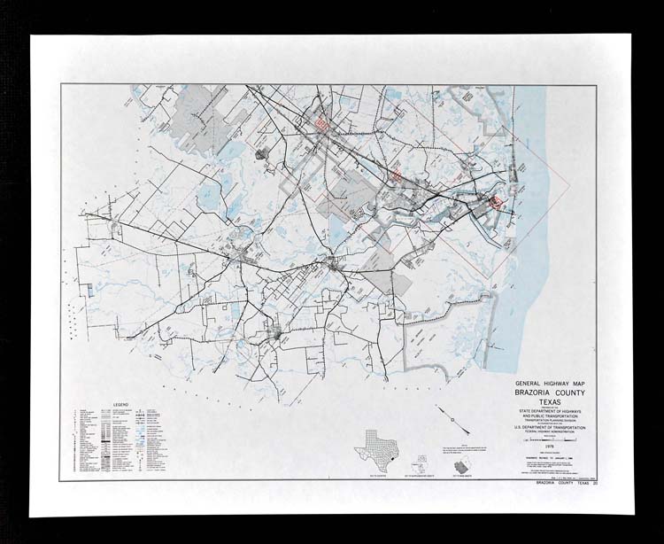 Texas Map Brazoria County Freeport Lake Johnson Angleton A Vintage 1985 Map