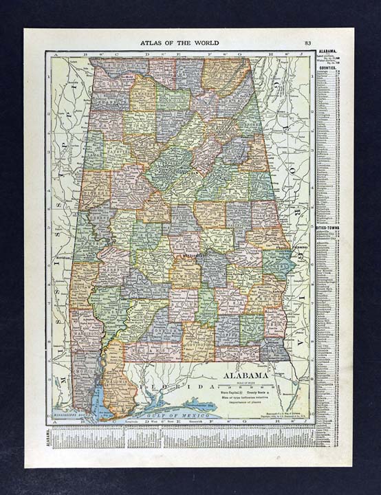 1910 Hammond Map Alabama Montgomery Birmingham Mobile