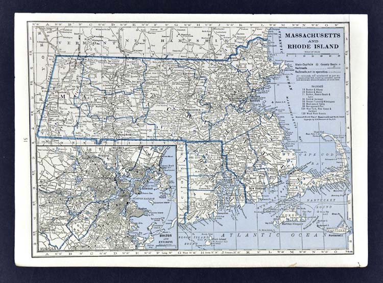 ma c 1925 Hammond County Map - Massachusetts & Rhode Island
