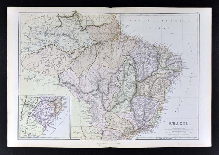 18 Blackie Map Brazil Rio De Janeiro Sao Paulo Salvador Amazon South America Ebay