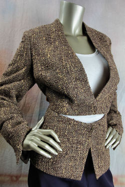 $3700 new akris saffron brown beige wool silk boucle together