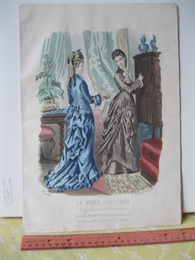 アート・デザイン・音楽 HISTOIRE DE LA MODE Vintage Print,BLUE+BROWN#22,La Mode Illustree,Fashion,Diderot