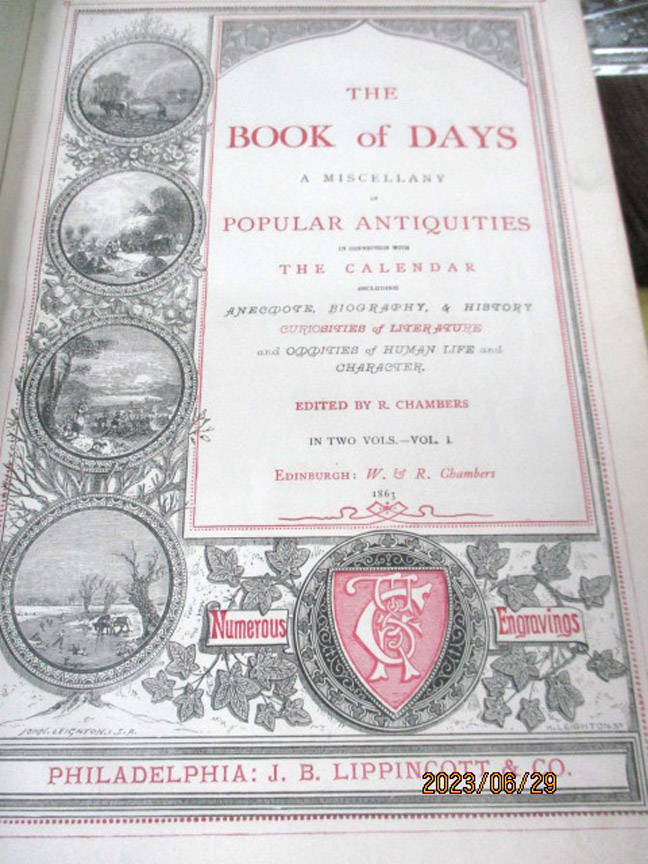 2Vols,THE BOOK Of DAYS,1863,Edited by R. Chambers,Illustrated | eBay
