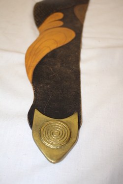 Ceinture En Cuir Véritable Motif Roses Fait Main Bali - Taille M, Large, Multicolore