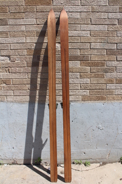 Antique Pair RANGER HICKORY #567 Dome Top Skis, Strand Touring