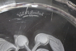Val St. Lambert Crystal Intaglio Gardenia Brussels Wine Coaster