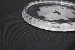 Val St. Lambert Crystal Intaglio Gardenia Brussels Wine Coaster